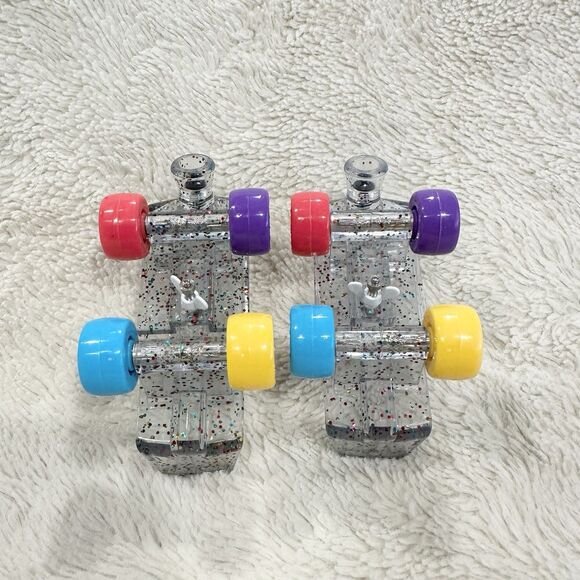 Build A Bear Workshop Rainbow Multi Color Glitter Roller Skates Pair Shoes - Picture 3 of 4